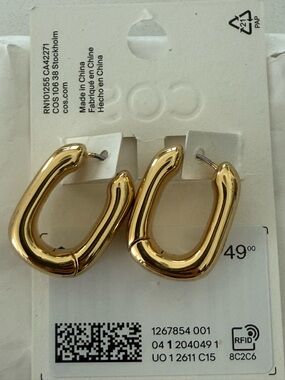 COS Polished Gold Curved Hoop Earrings